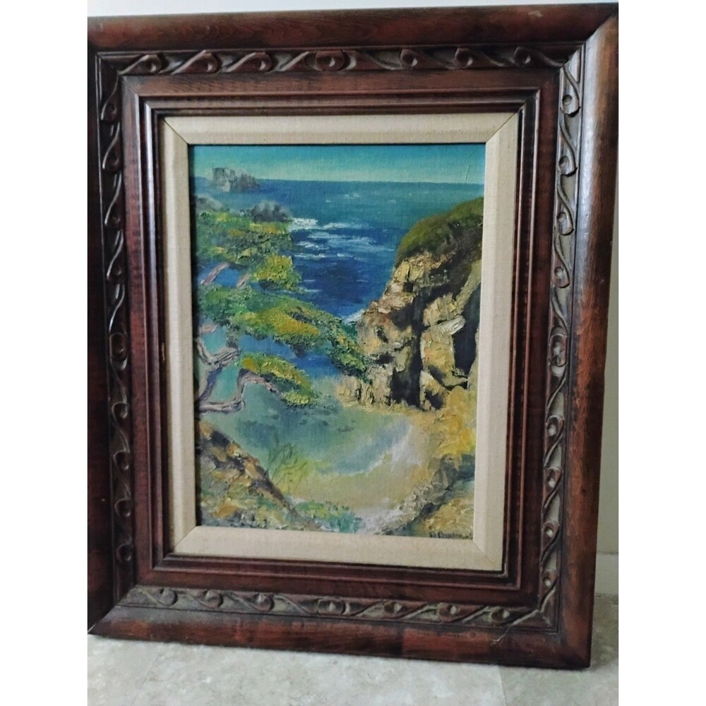 Vtg 1966 Whidbey Island Seascape Signed Beverly Brown Oak Harbor, WA Framed MCM